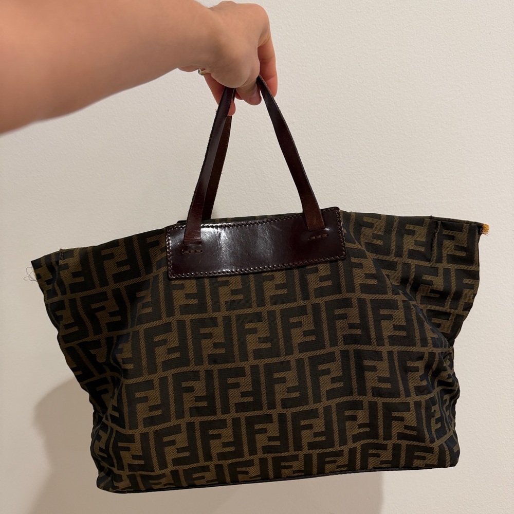 Vintage Fendi Black and Brown Monogram Tote